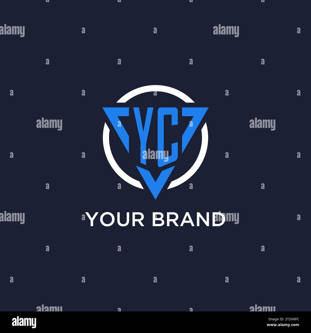 YC monogram logo with triangle shape and circle design vector Stock Vector
