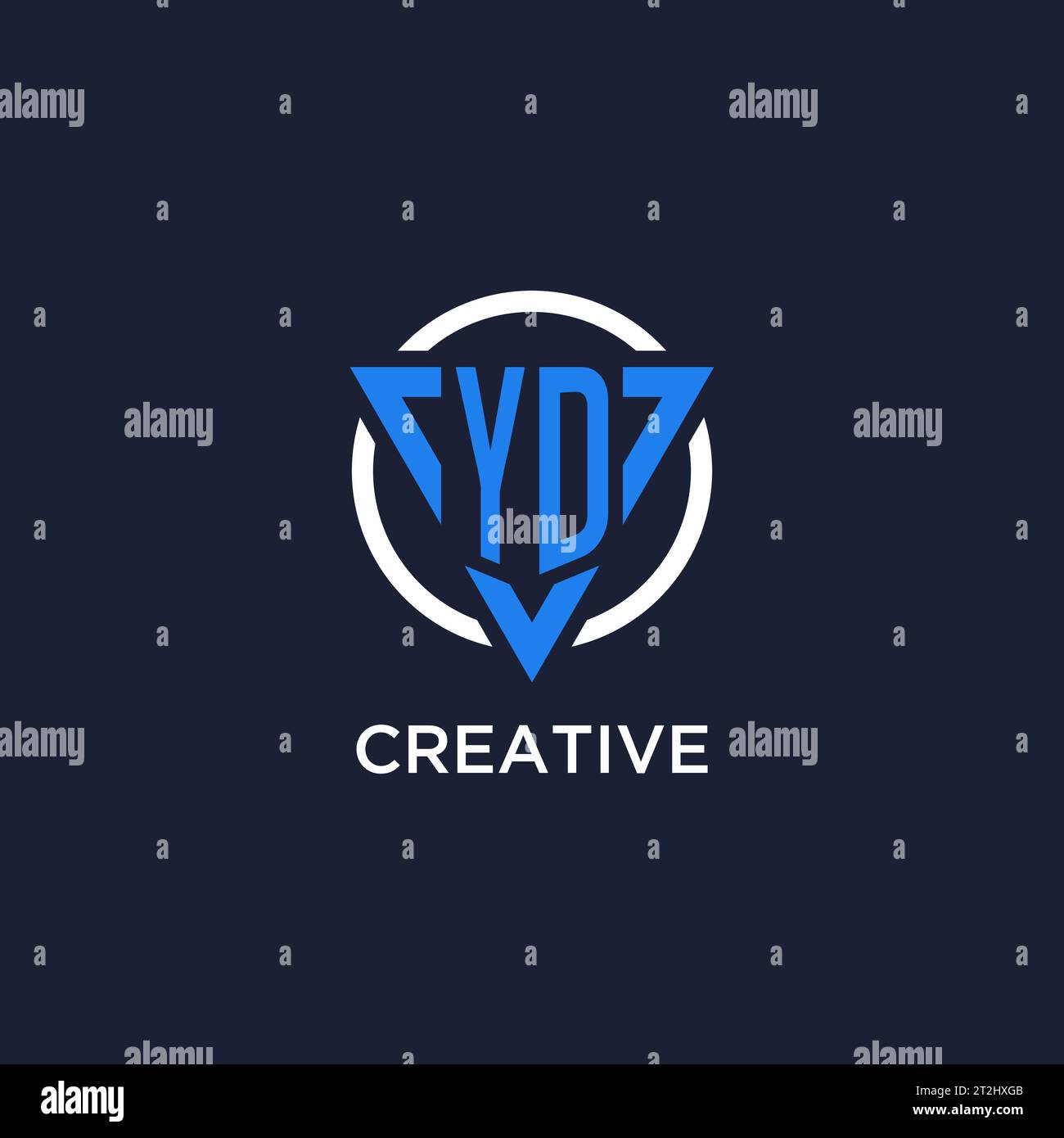 YD monogram logo with triangle shape and circle design vector Stock Vector