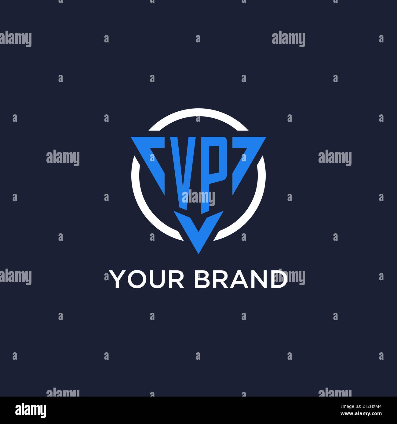 VP monogram logo with triangle shape and circle design vector Stock Vector