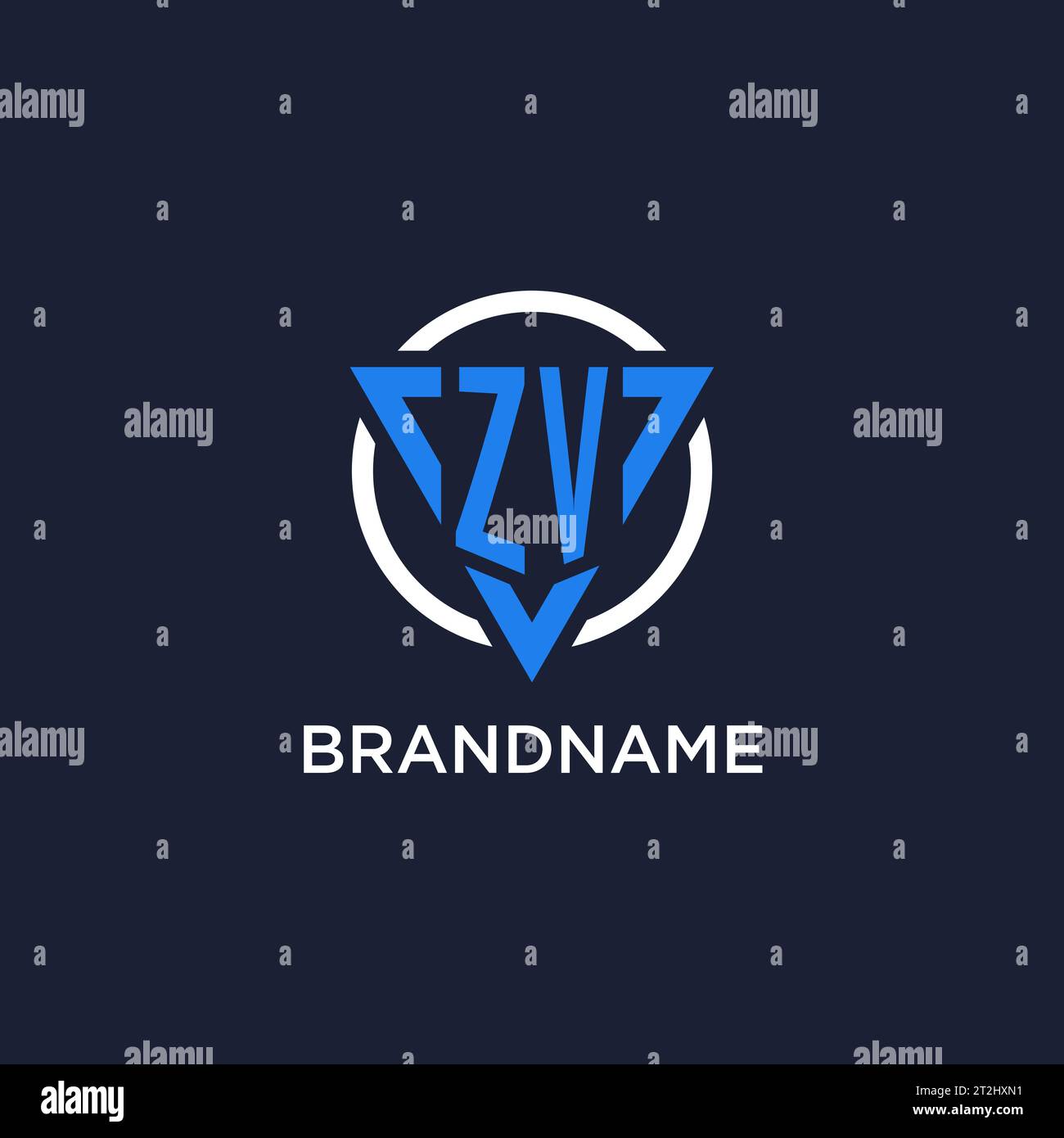 ZV monogram logo with triangle shape and circle design vector Stock Vector