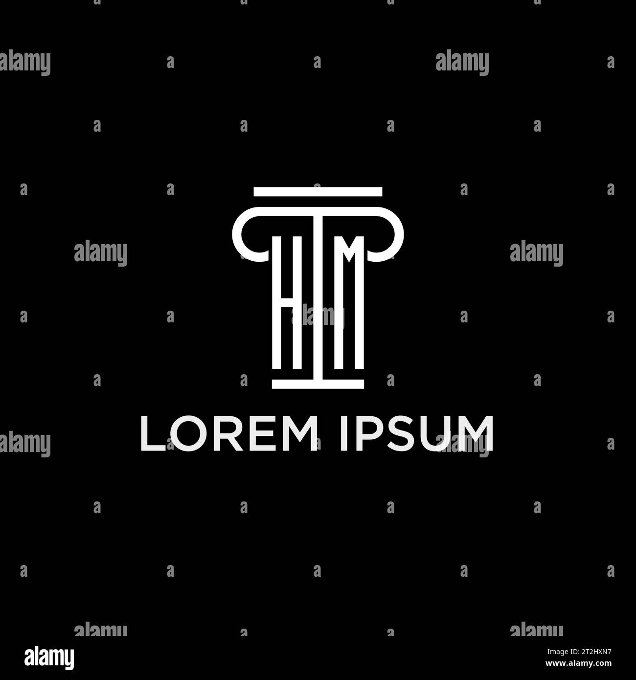 HM monogram initial logo with pillar shape icon design, luxury and ...