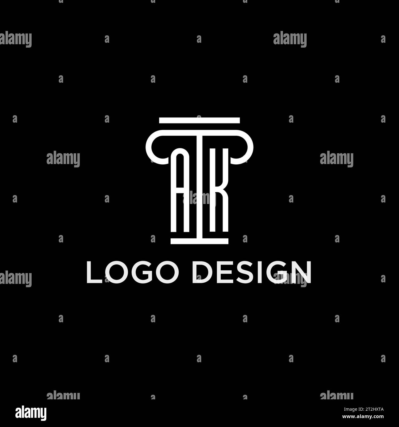 AK monogram initial logo with pillar shape icon design, luxury and ...