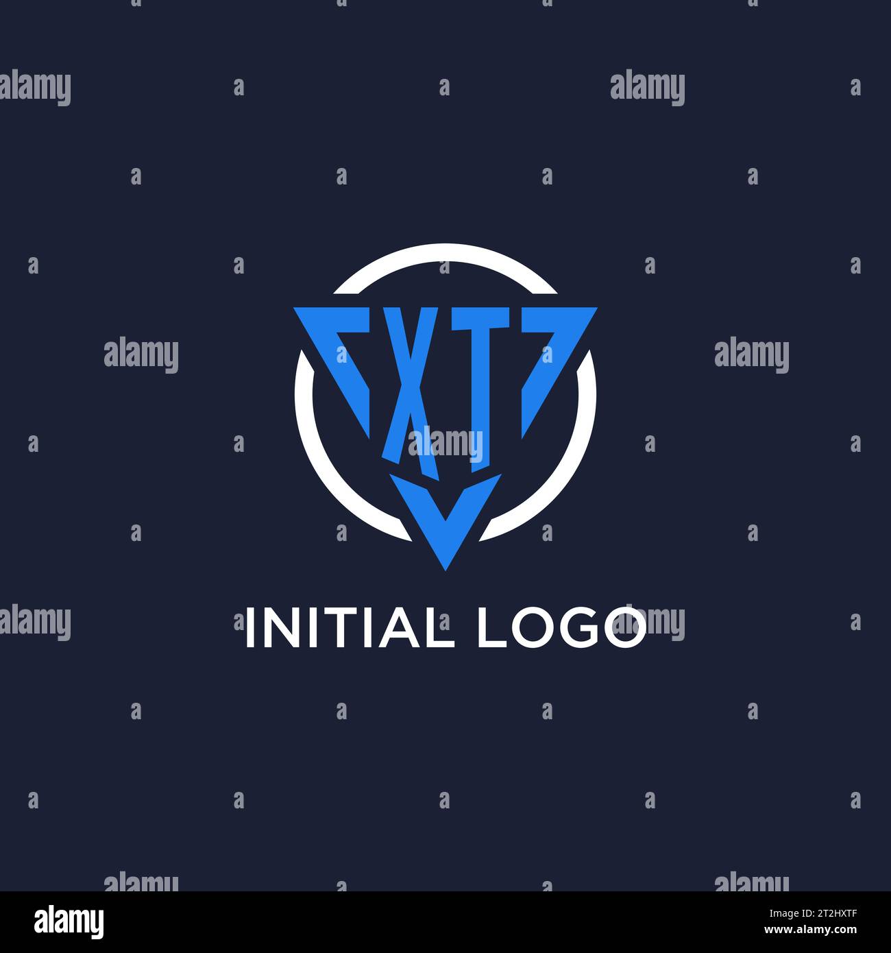 XT monogram logo with triangle shape and circle design vector Stock Vector