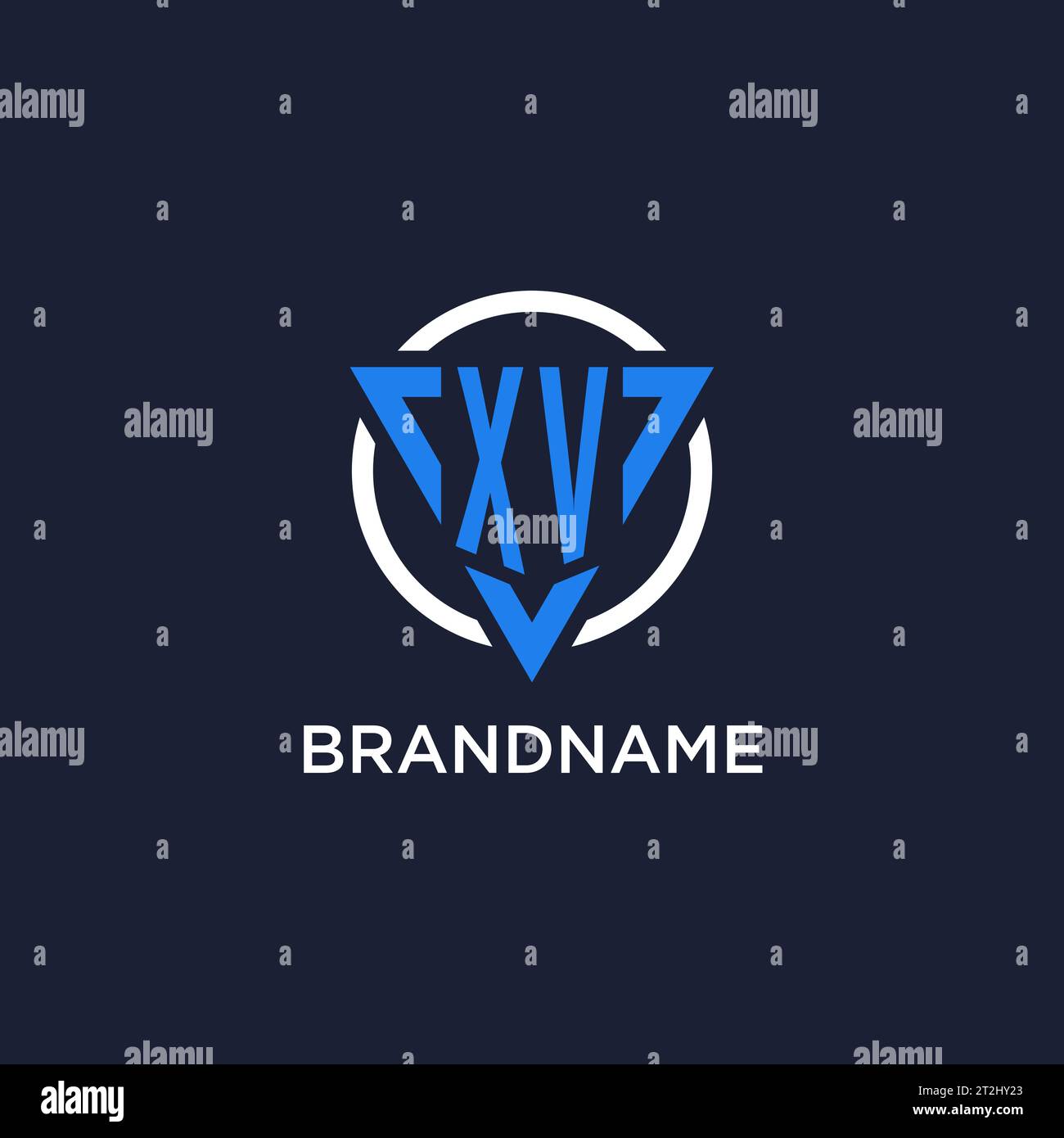 XV monogram logo with triangle shape and circle design vector Stock Vector