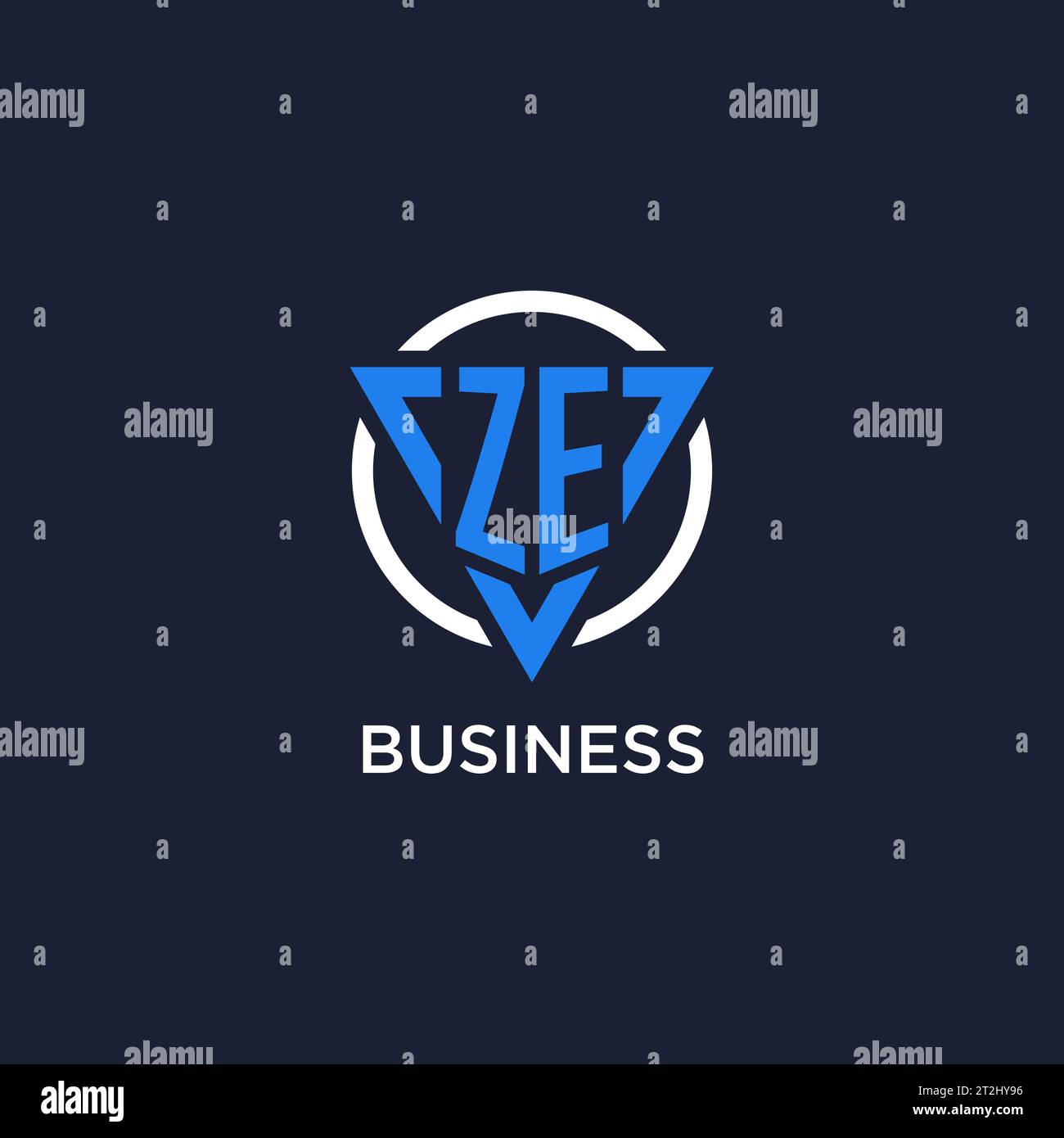 ZE monogram logo with triangle shape and circle design vector Stock Vector
