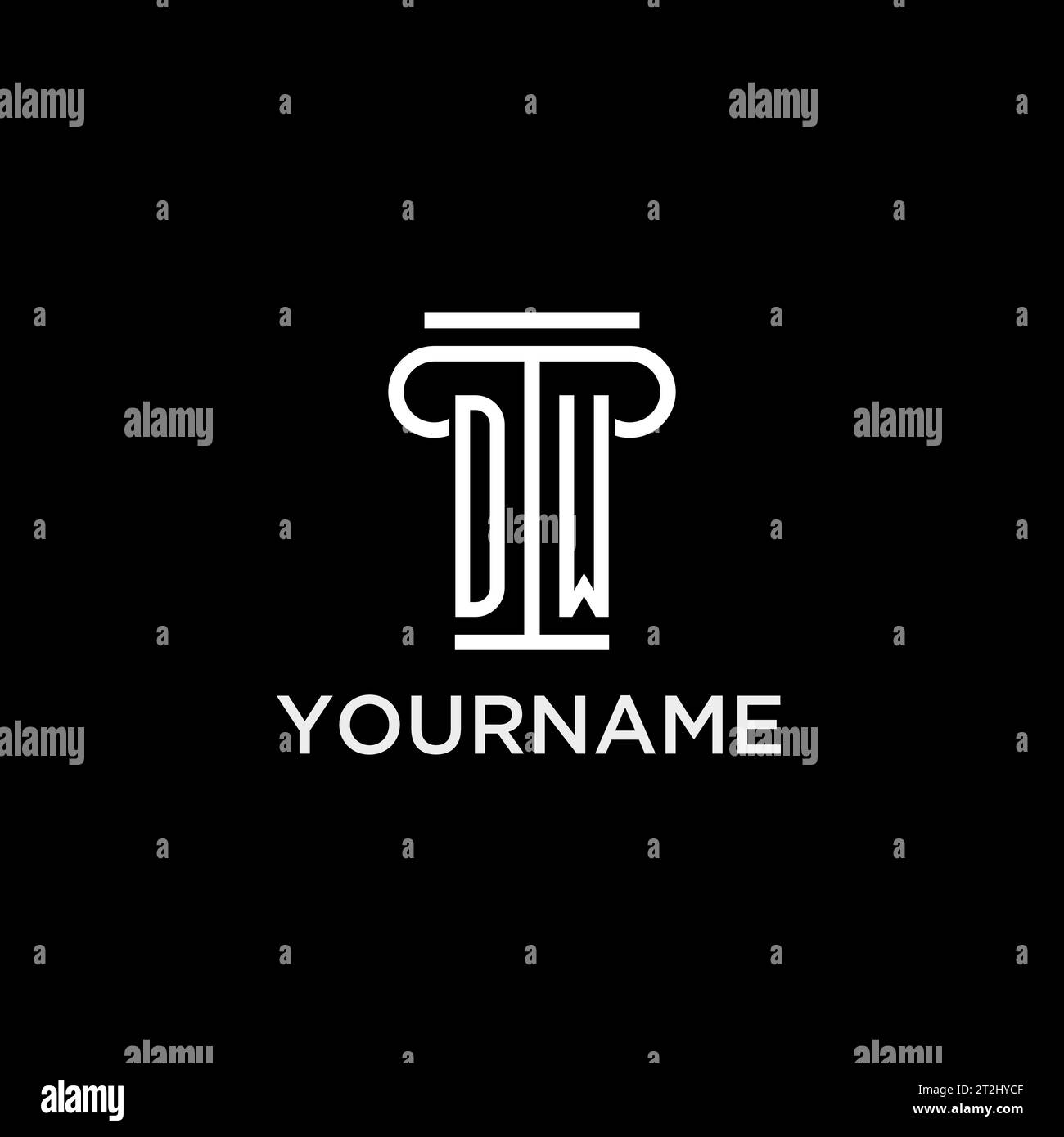 DW monogram initial logo with pillar shape icon design, luxury and ...