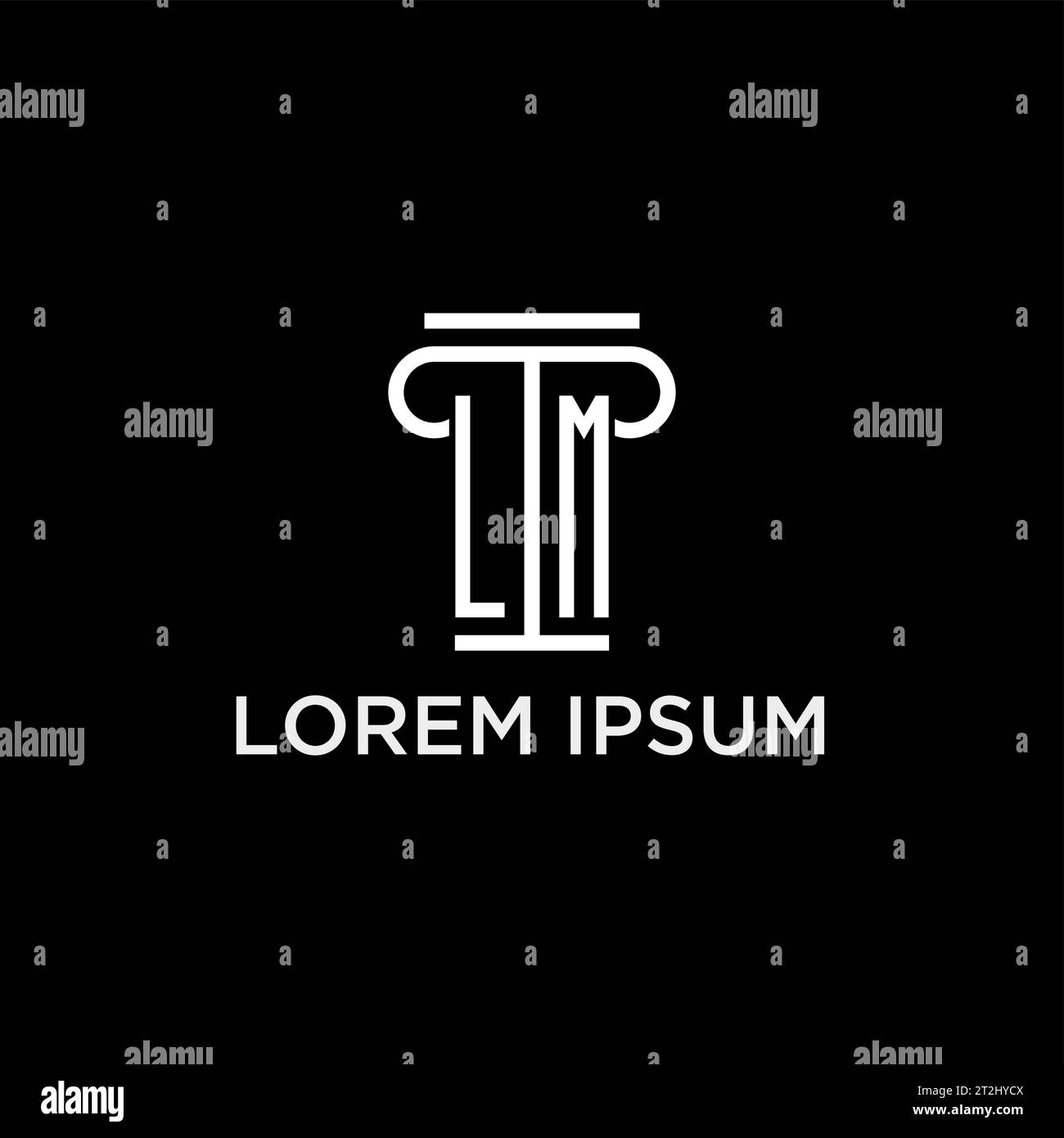 LM monogram initial logo with pillar shape icon design, luxury and ...
