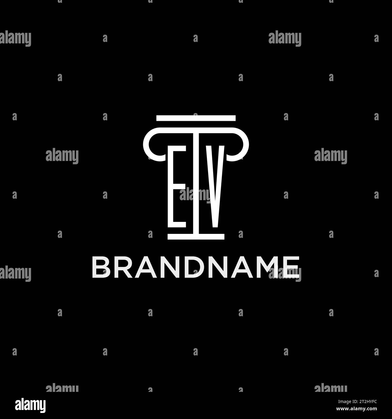 EV monogram initial logo with pillar shape icon design, luxury and ...