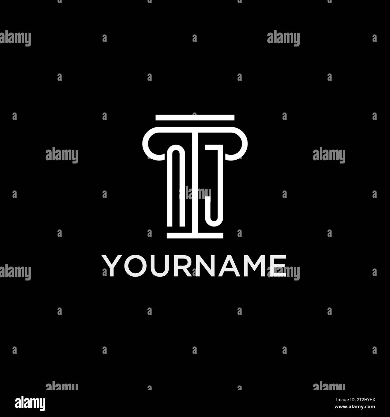 NJ monogram initial logo with pillar shape icon design, luxury and ...