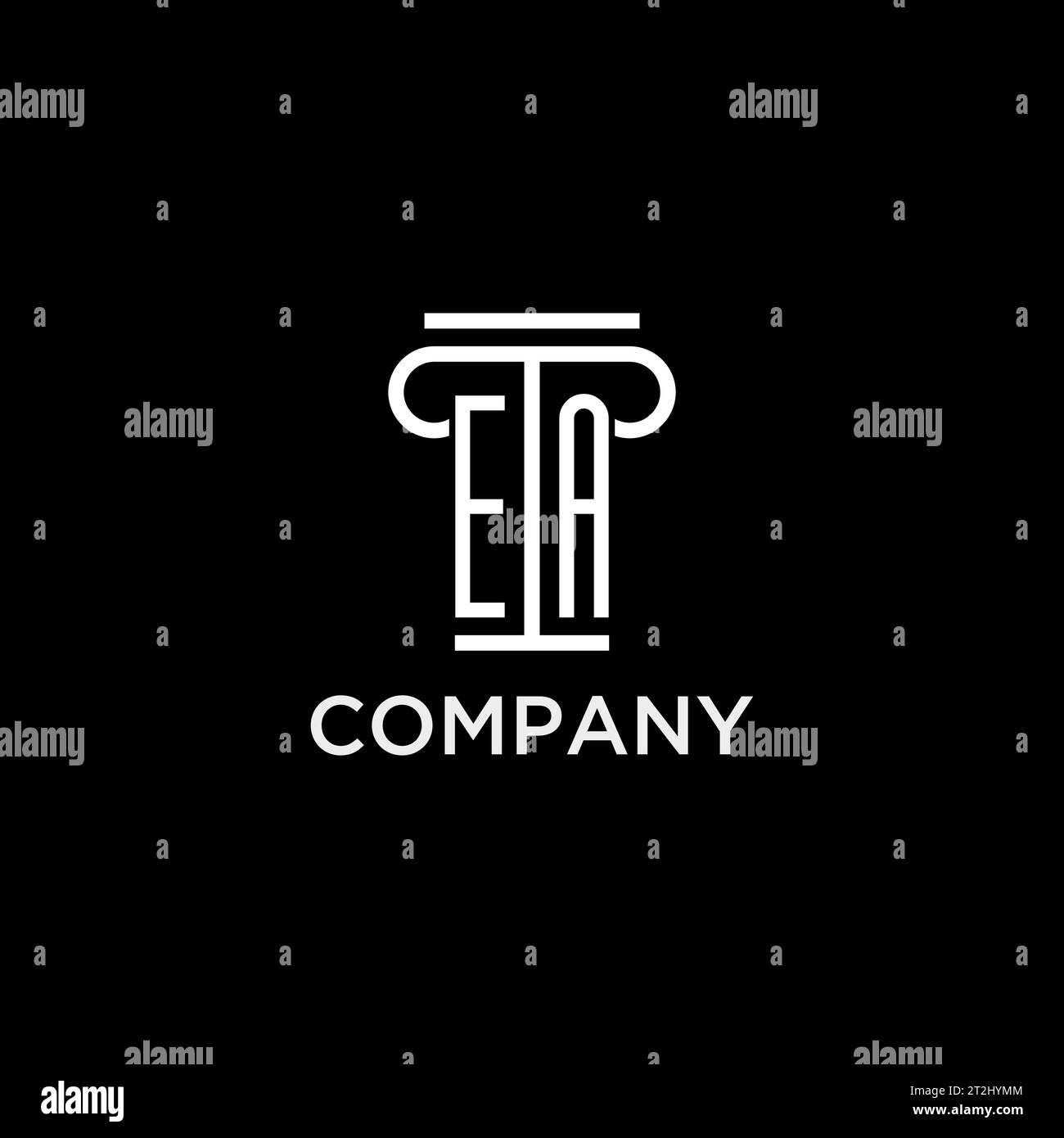 EA monogram initial logo with pillar shape icon design, luxury and elegant law firm logo style Stock Vector