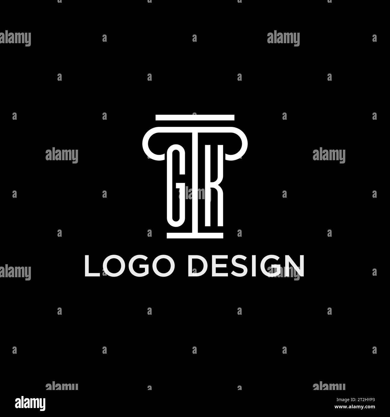 GK monogram initial logo with pillar shape icon design, luxury and ...