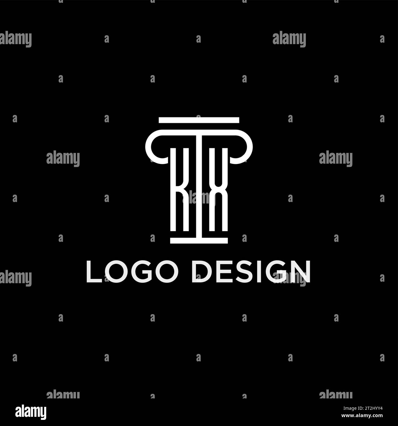 KX monogram initial logo with pillar shape icon design, luxury and ...