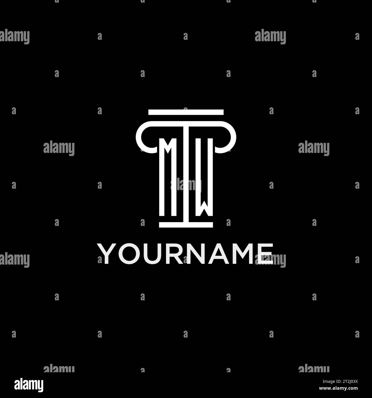 MW monogram initial logo with pillar shape icon design, luxury and ...