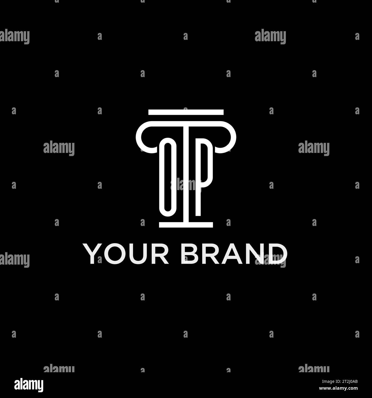 OP monogram initial logo with pillar shape icon design, luxury and ...