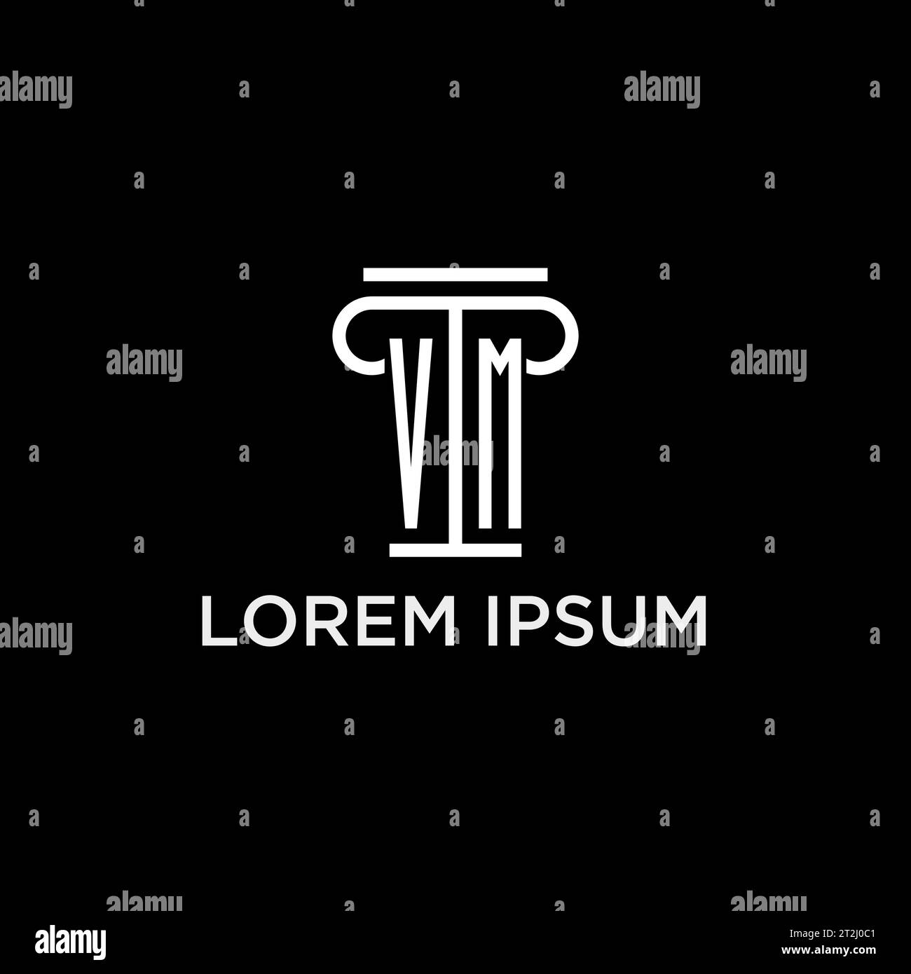 VM monogram initial logo with pillar shape icon design, luxury and ...