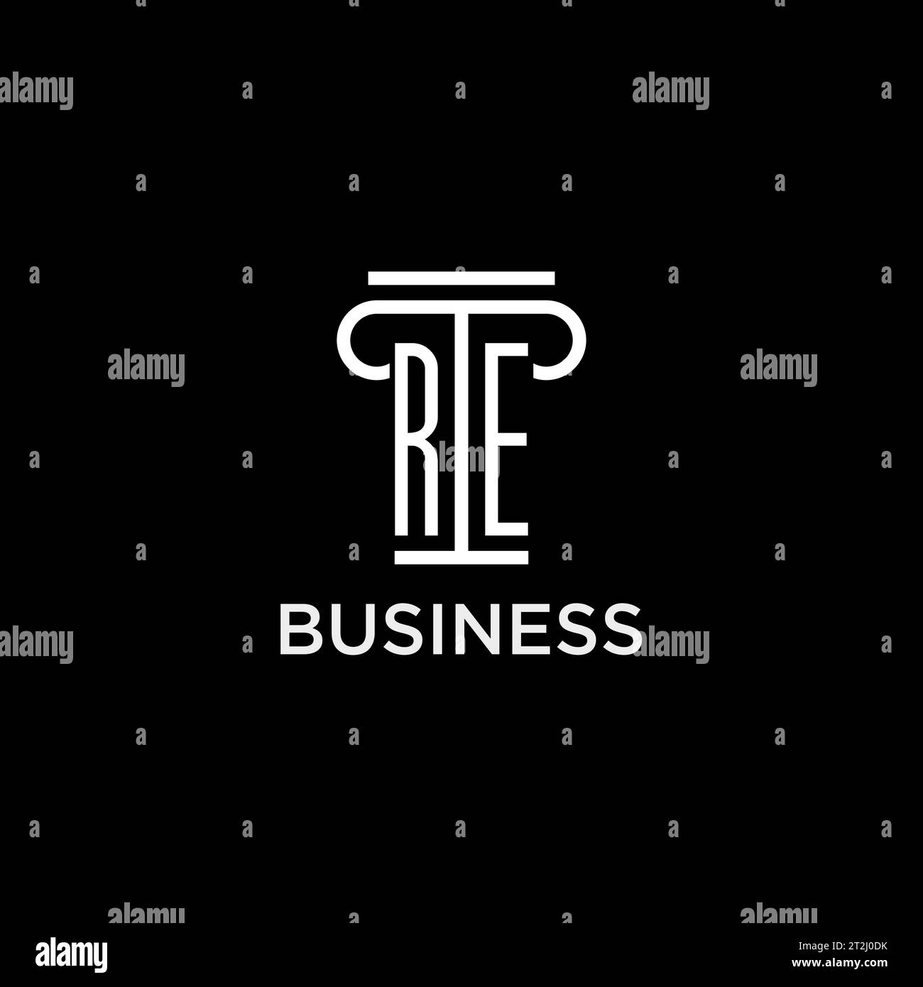 RE monogram initial logo with pillar shape icon design, luxury and ...
