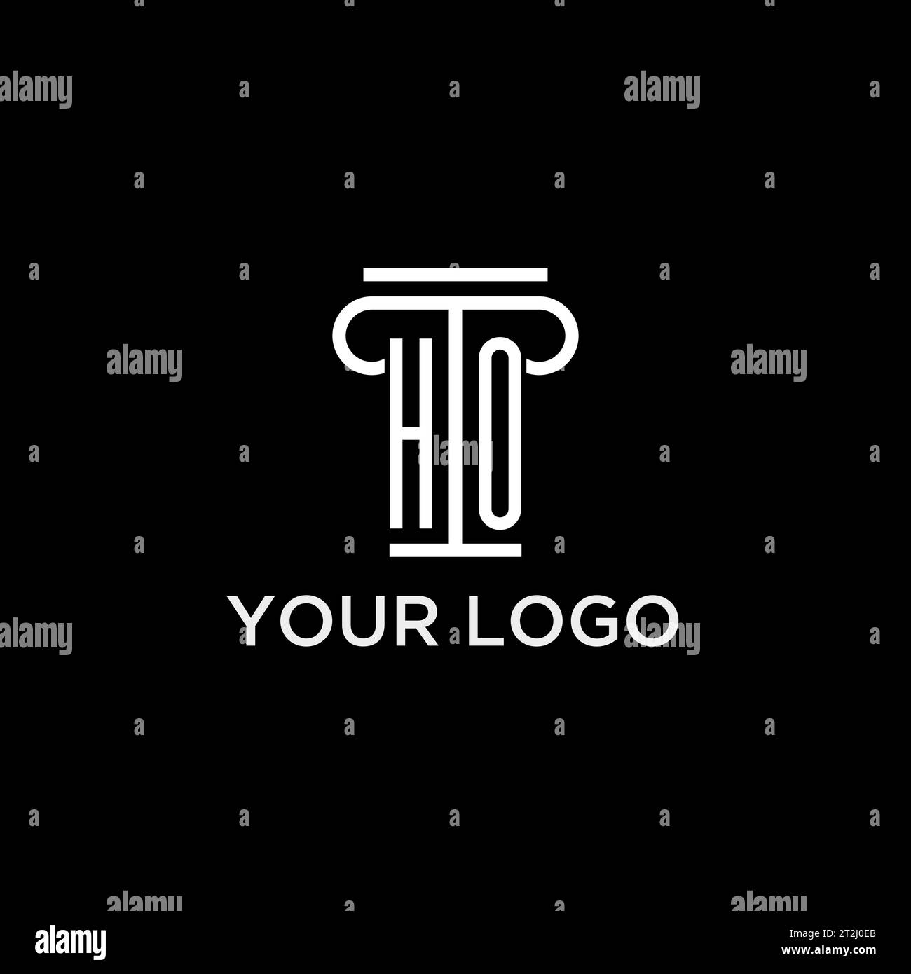 HO monogram initial logo with pillar shape icon design, luxury and ...