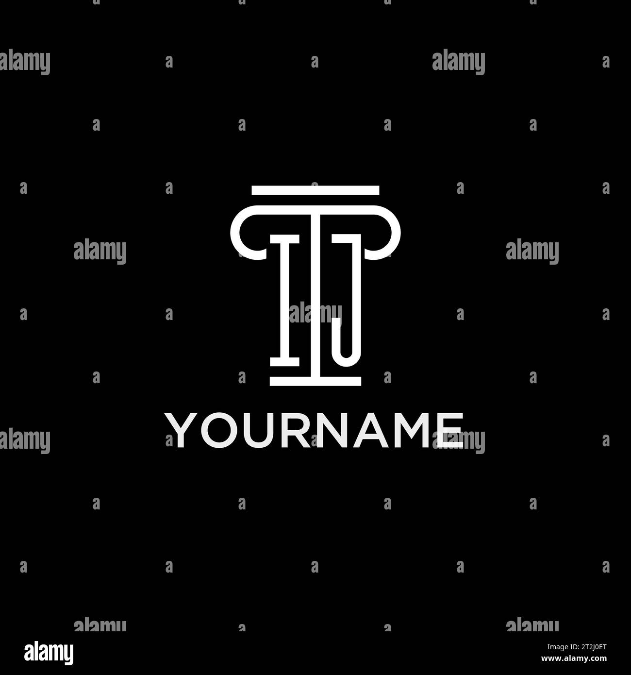 IJ monogram initial logo with pillar shape icon design, luxury and ...