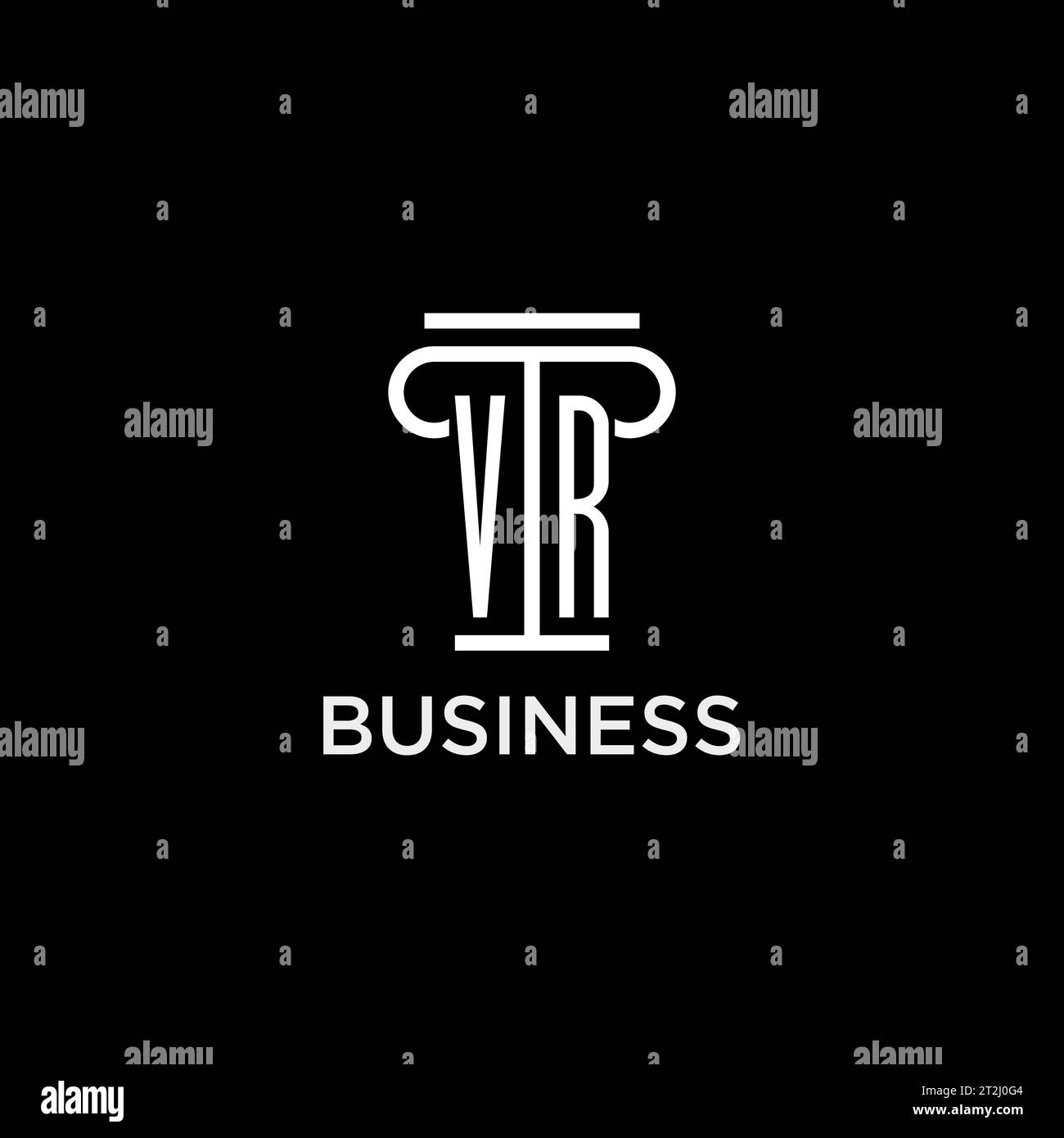 VR monogram initial logo with pillar shape icon design, luxury and ...