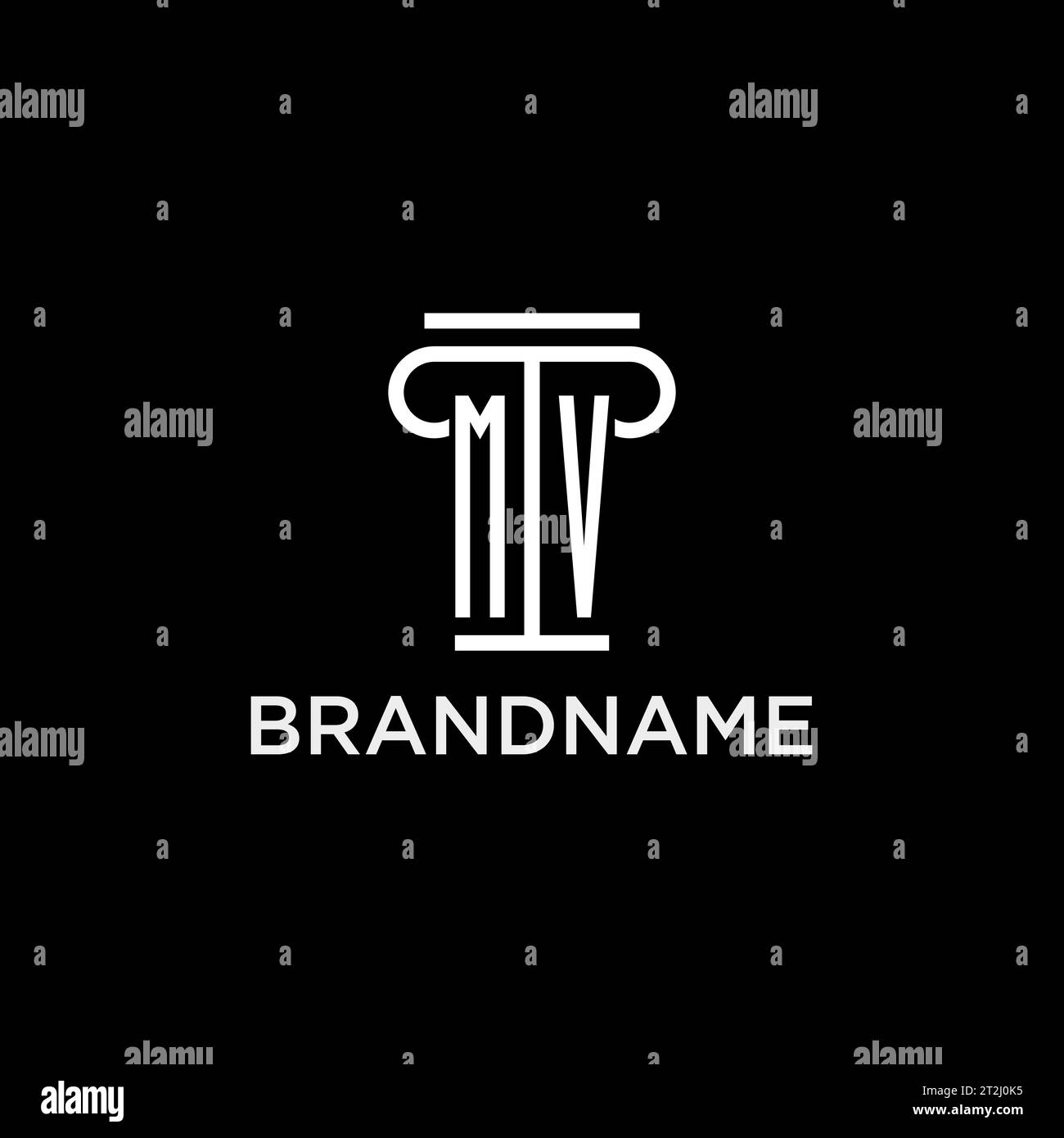 MV monogram initial logo with pillar shape icon design, luxury and ...