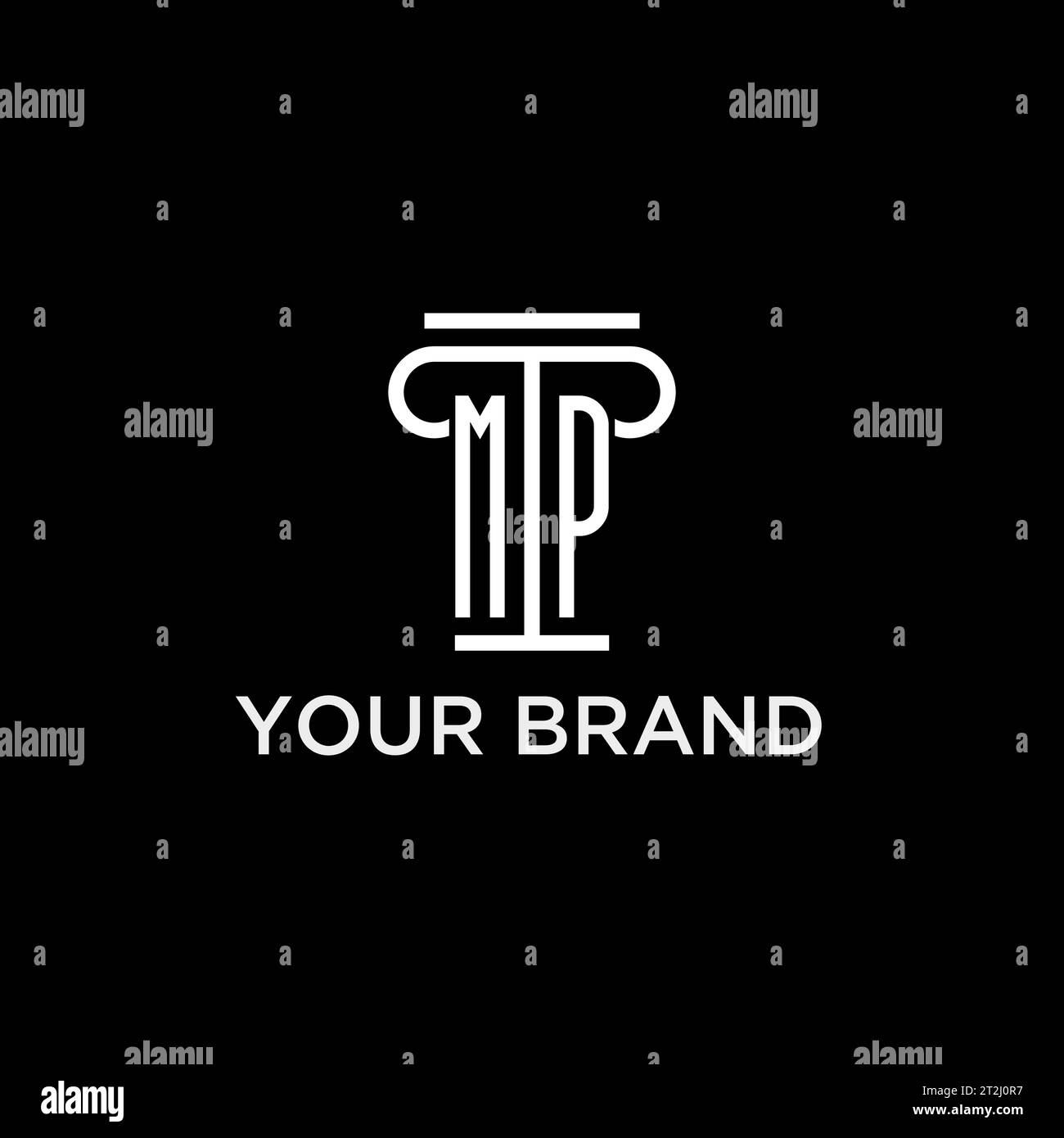 MP monogram initial logo with pillar shape icon design, luxury and ...