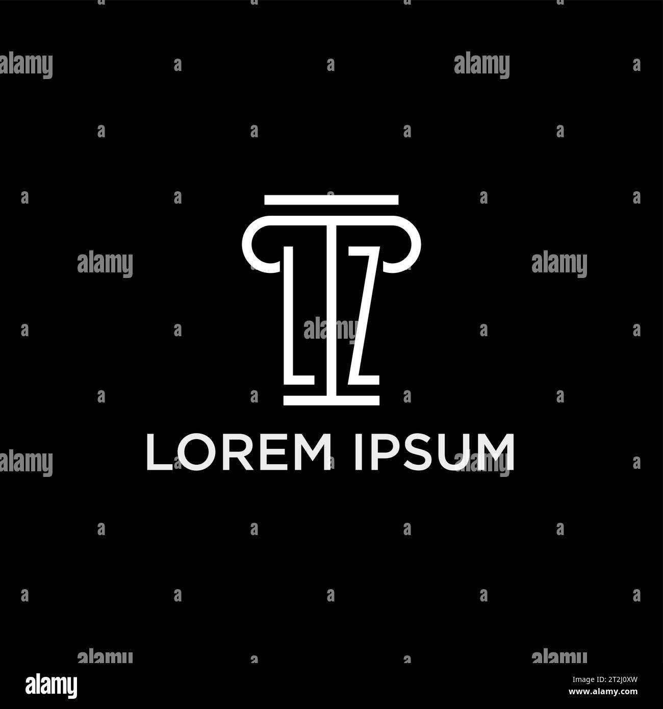 LZ monogram initial logo with pillar shape icon design, luxury and ...