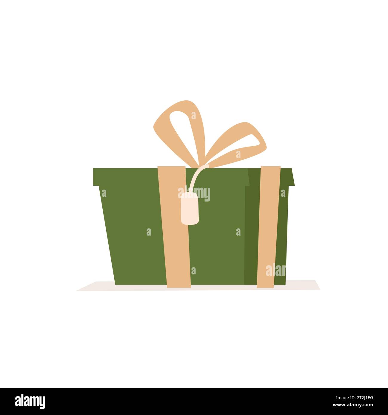 Single giftbox vector illustration. Green square present with yellow ...