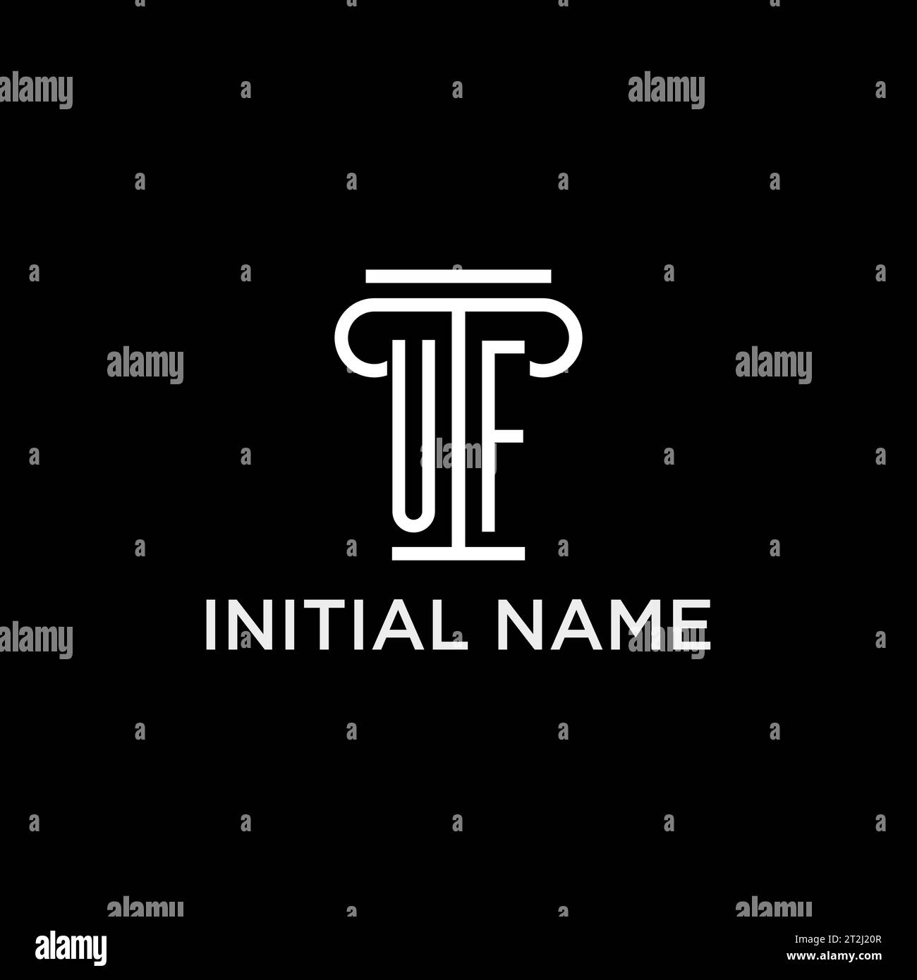 UF monogram initial logo with pillar shape icon design, luxury and ...