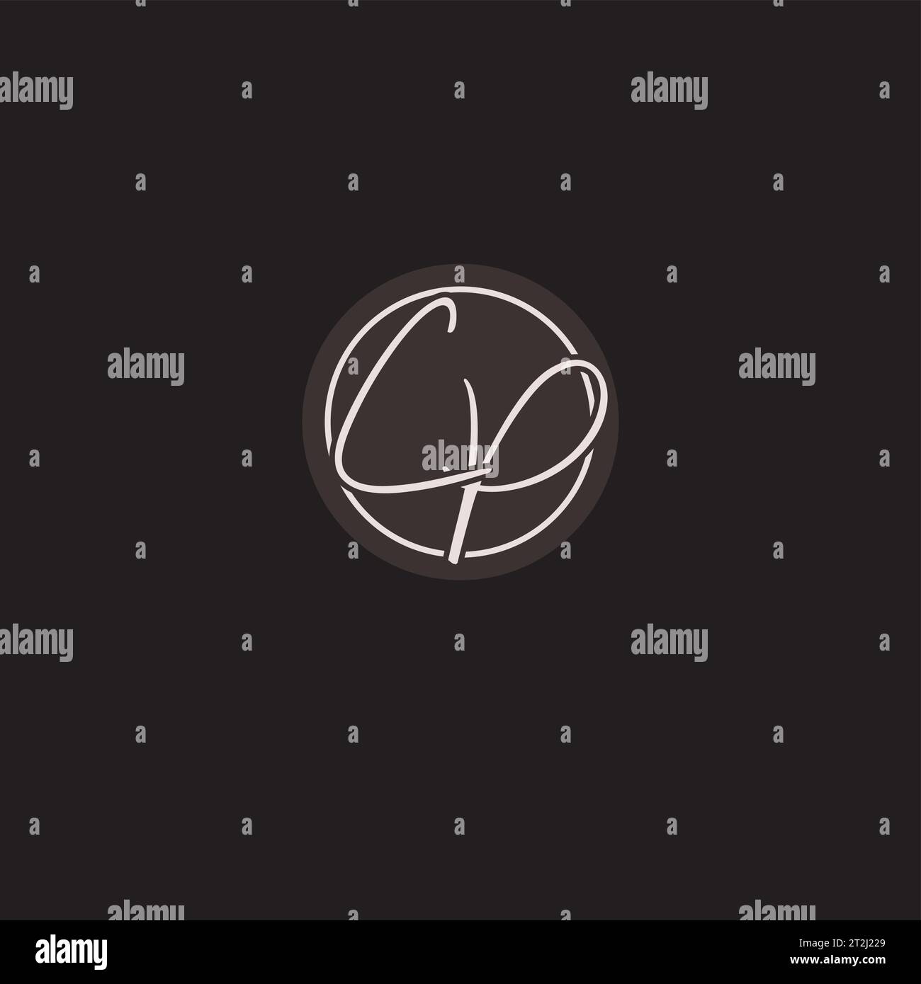 Initials CP logo monogram with simple circle line style vector graphic ...