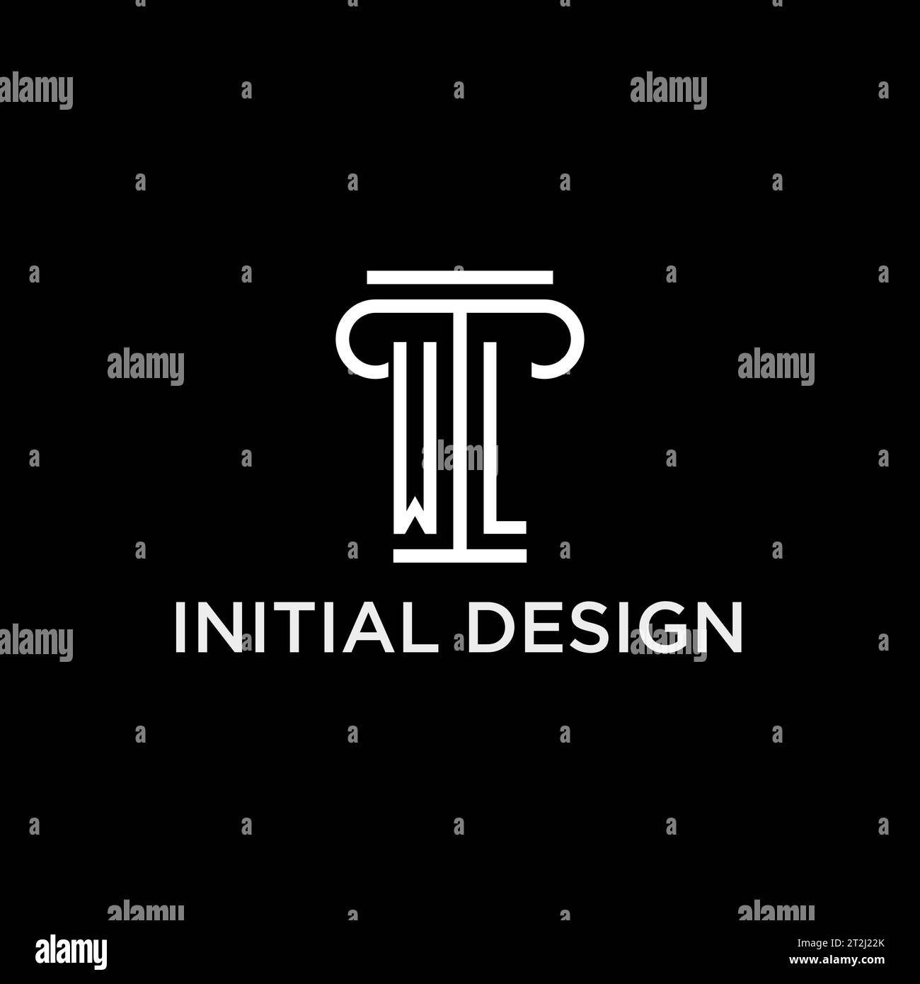 WL monogram initial logo with pillar shape icon design, luxury and ...