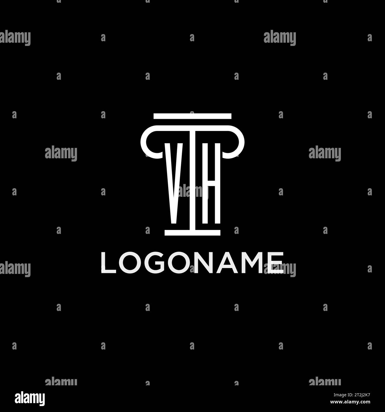 VH monogram initial logo with pillar shape icon design, luxury and ...