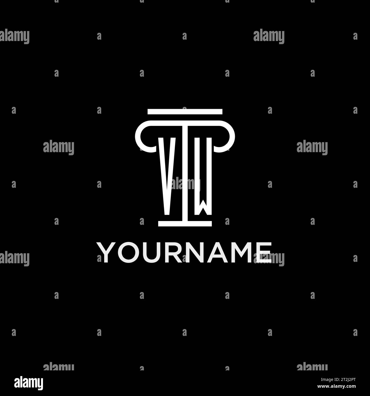 VW monogram initial logo with pillar shape icon design, luxury and ...