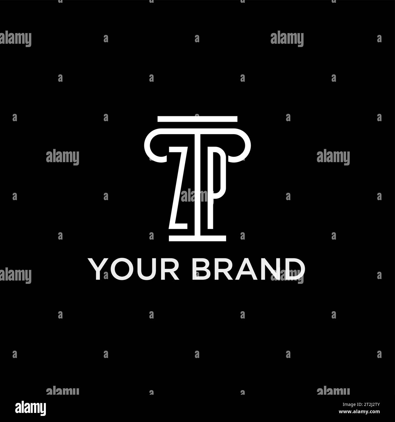 ZP monogram initial logo with pillar shape icon design, luxury and ...