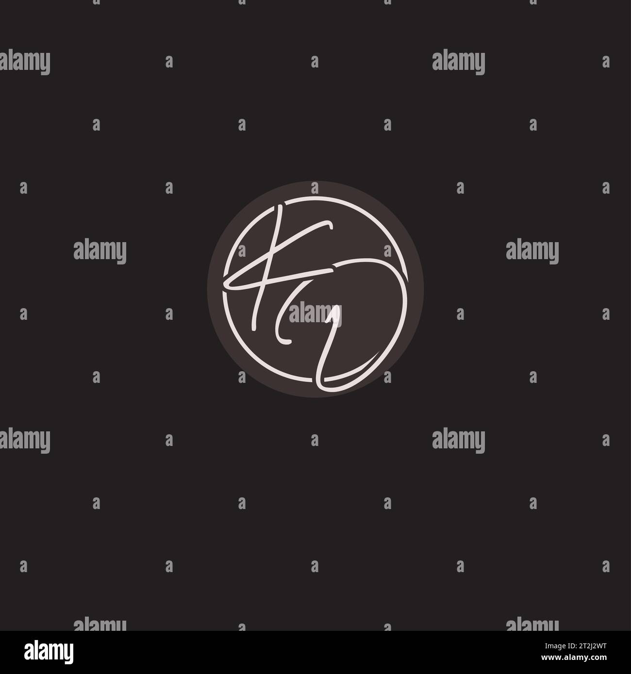 Initials KD logo monogram with simple circle line style vector graphic ...