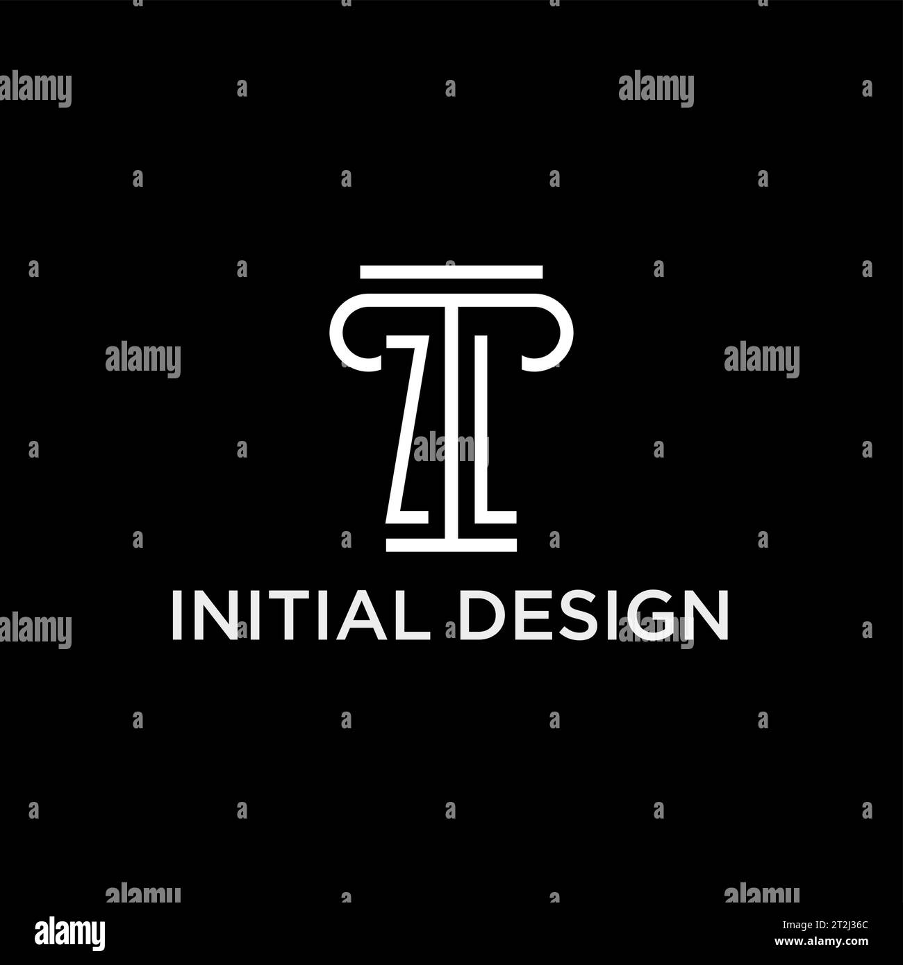 ZL monogram initial logo with pillar shape icon design, luxury and ...
