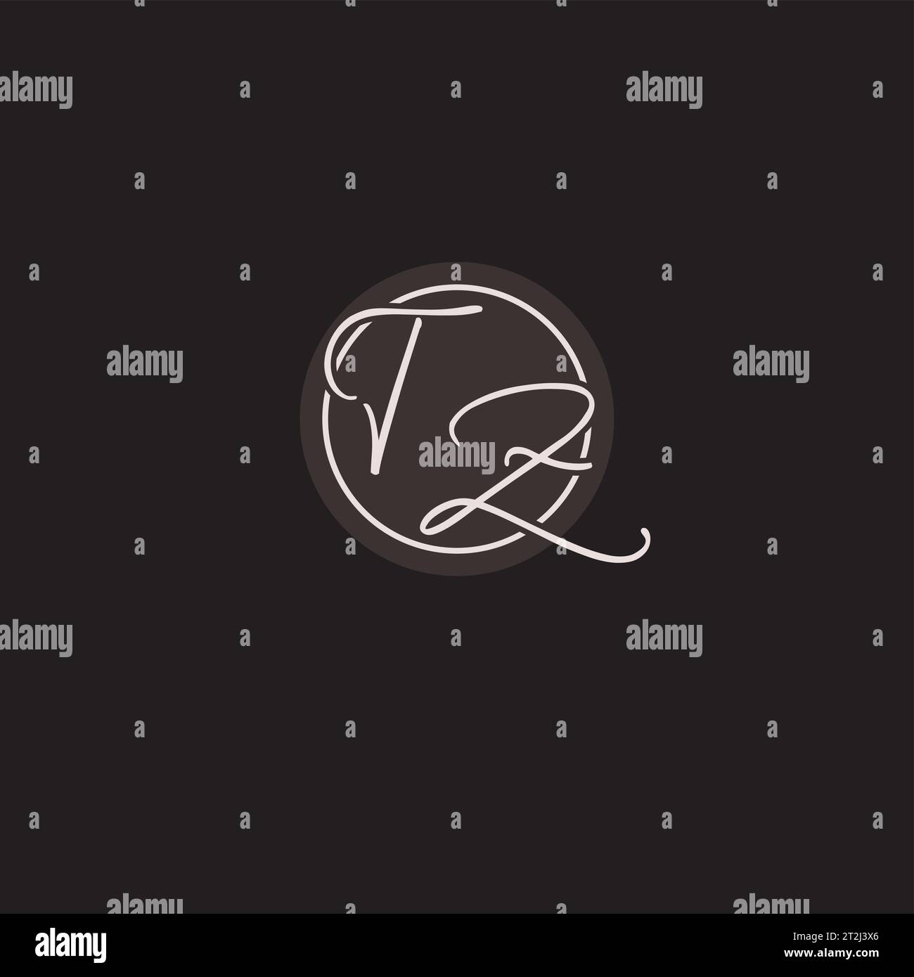 Initials TZ logo monogram with simple circle line style vector graphic ...