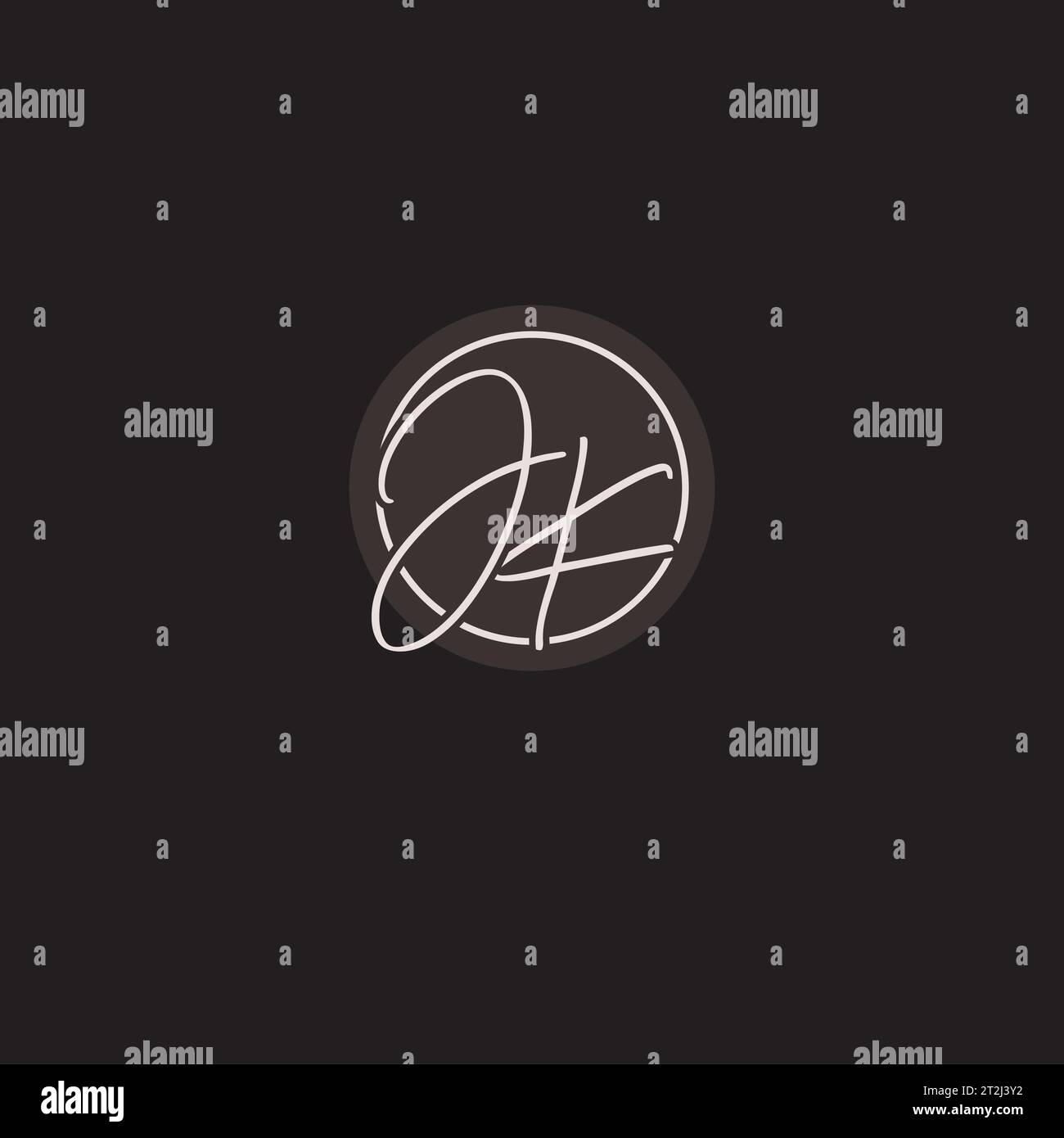 Initials JK logo monogram with simple circle line style vector graphic ...