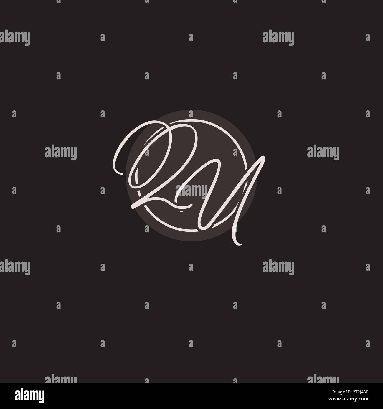 Initials QU logo monogram with simple circle line style vector graphic ...