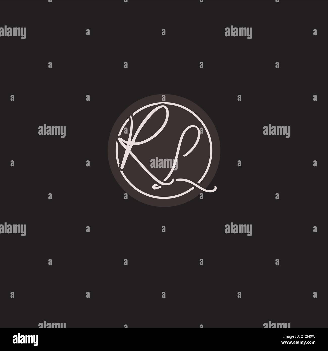 Initials RL logo monogram with simple circle line style vector graphic ...