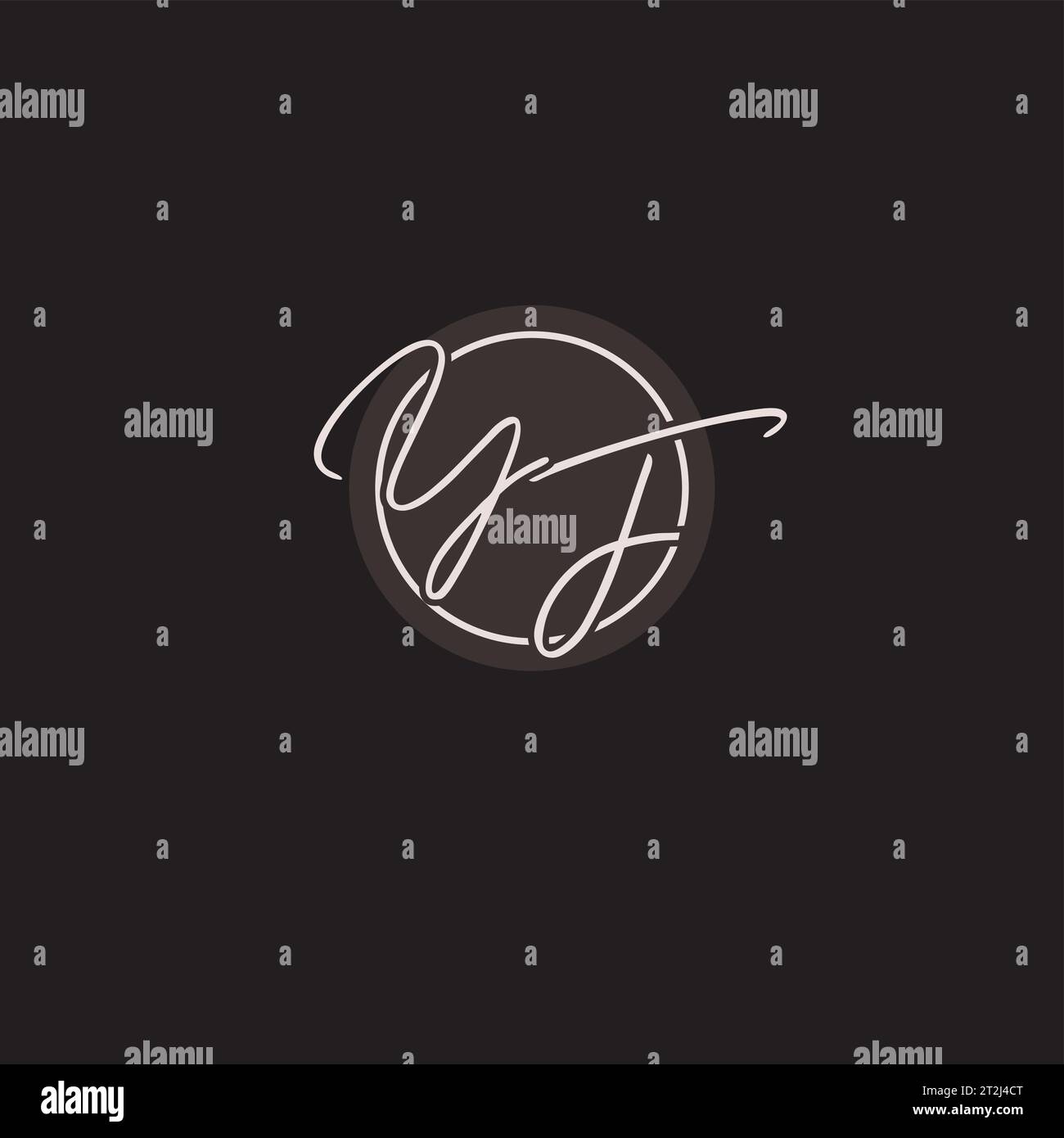 Initials YF logo monogram with simple circle line style vector graphic ...