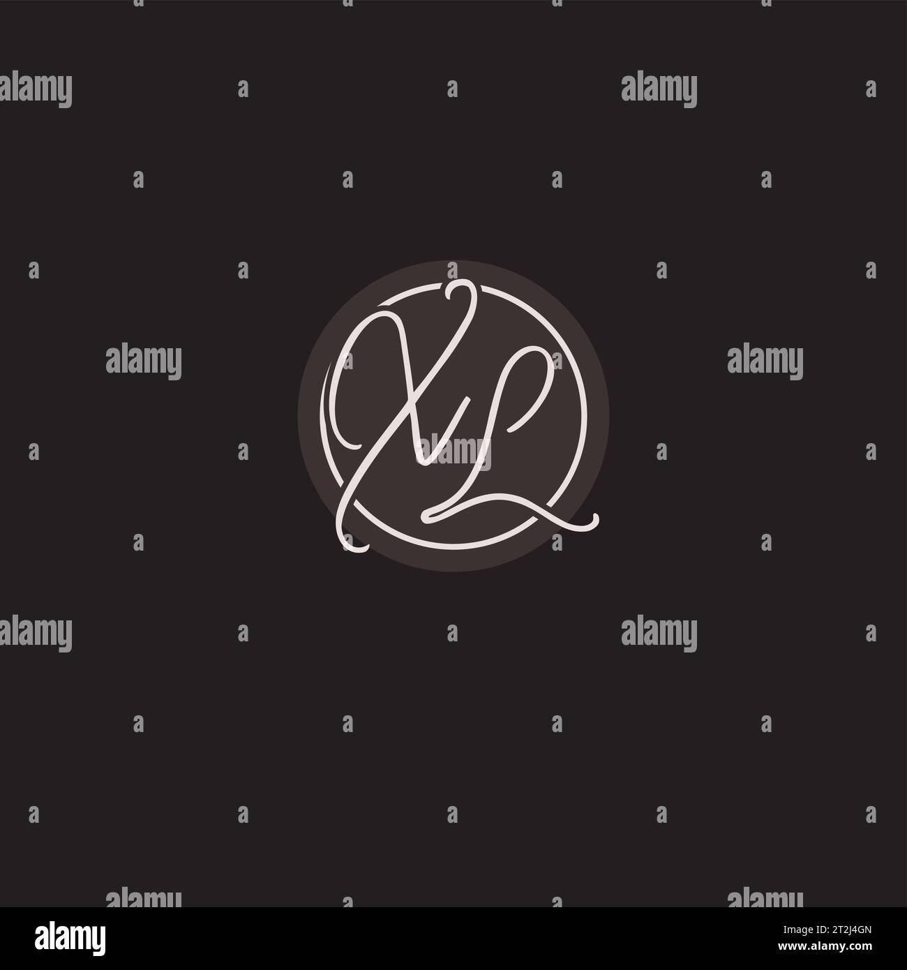 Initials XL logo monogram with simple circle line style vector graphic ...