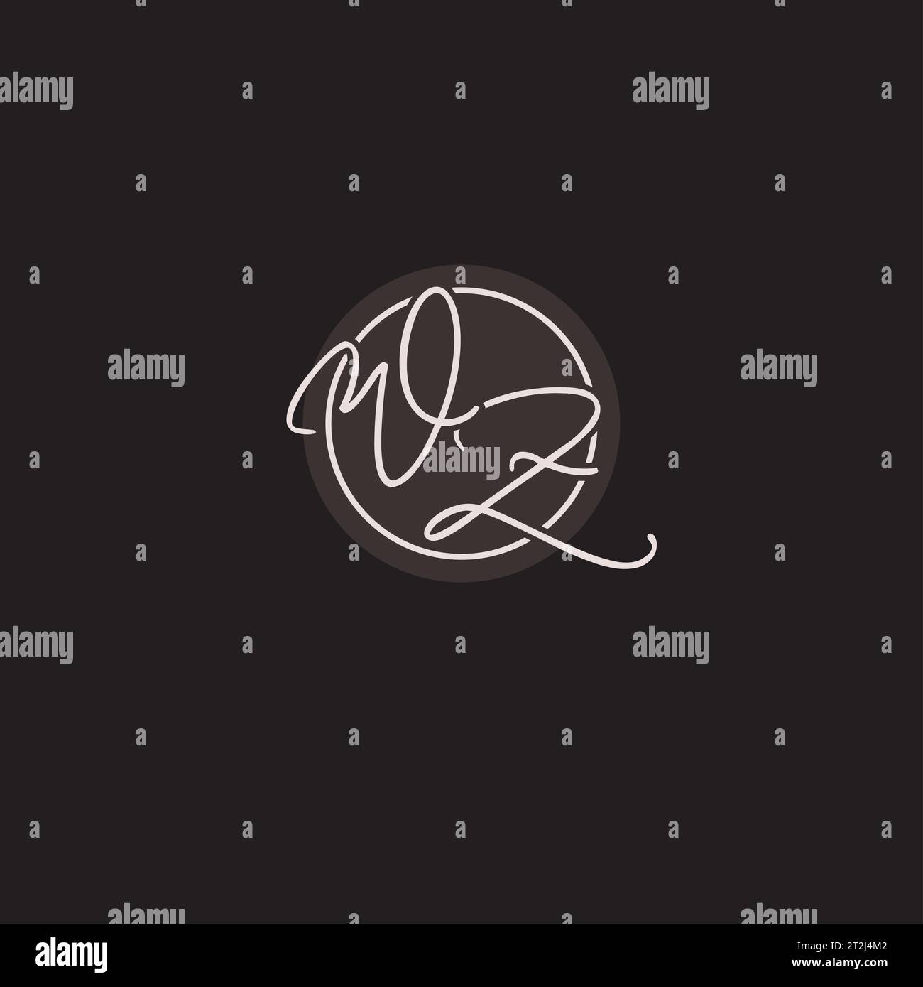 Initials WZ logo monogram with simple circle line style vector graphic ...