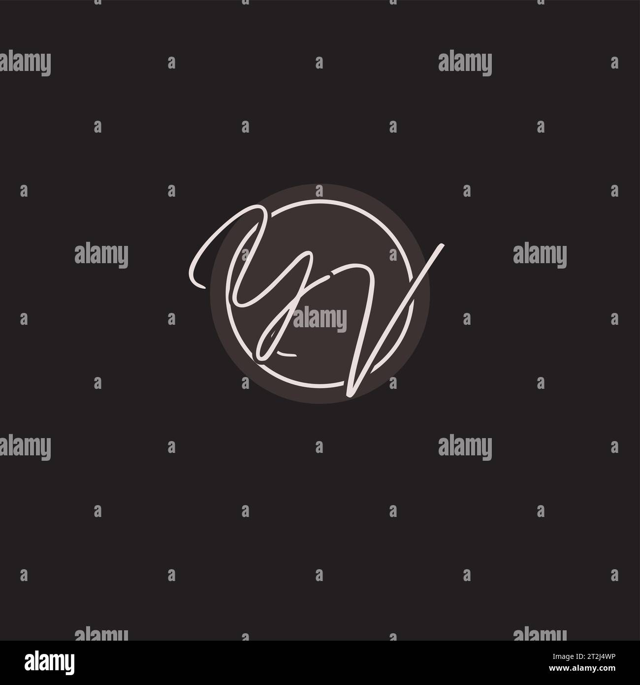 Initials YV logo monogram with simple circle line style vector graphic ...