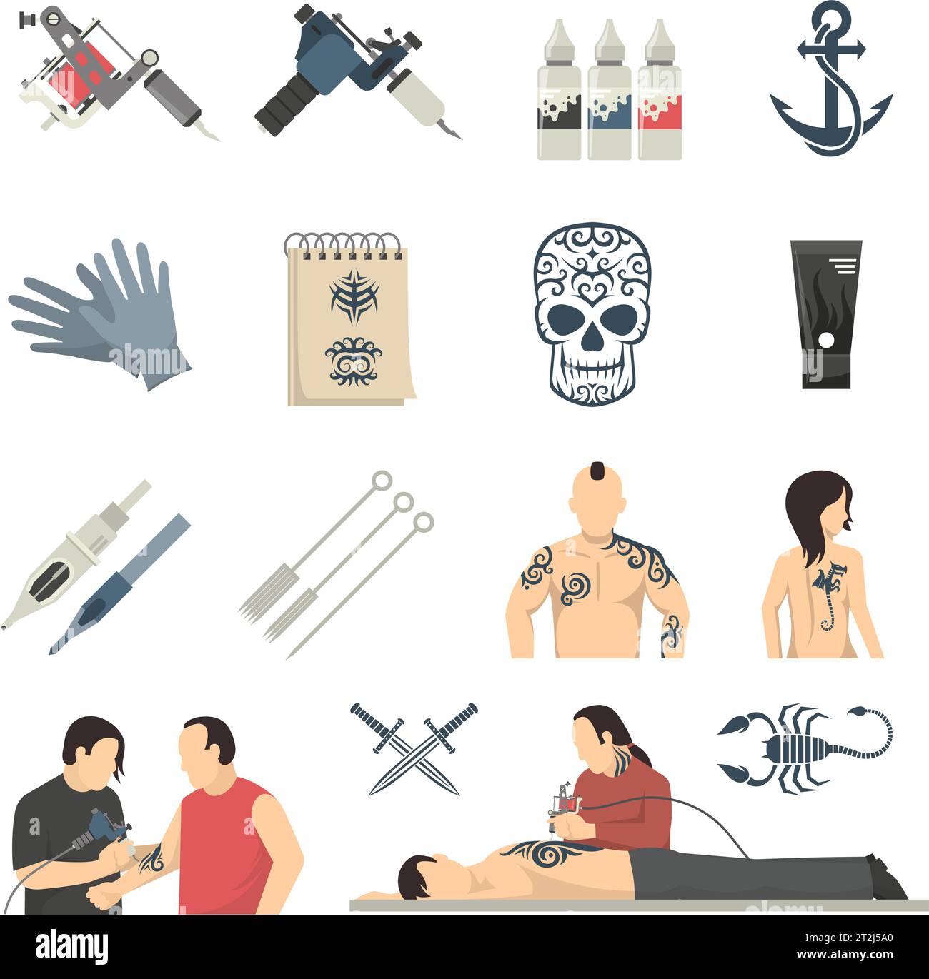 Tattoo studio designs equipment and procedures with artist using