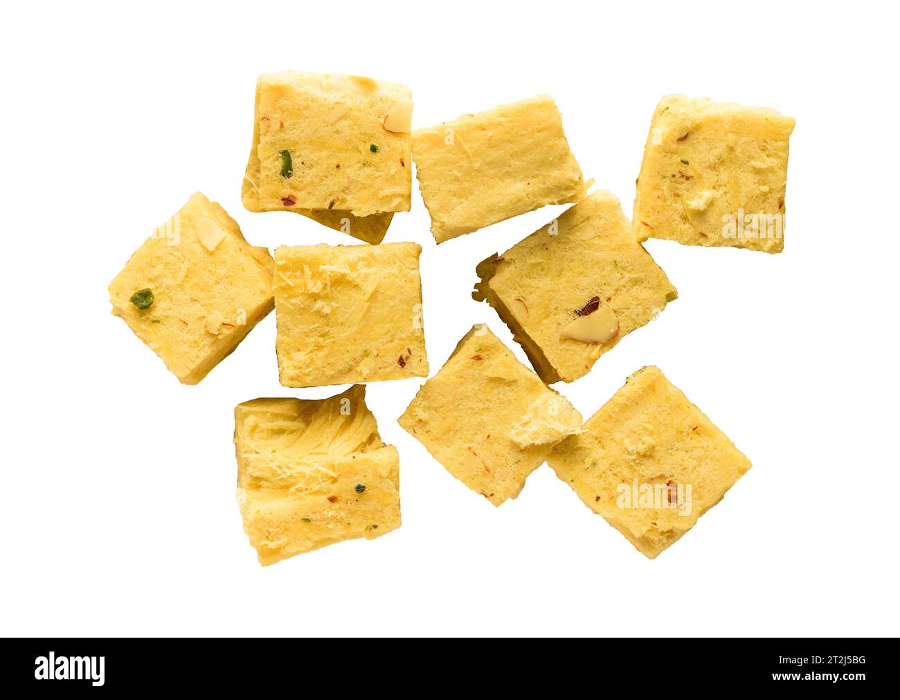Indian sweet son papdi or soan papdi isolated on transparent or white background, Made in Nagpur soan papdi Stock Photo