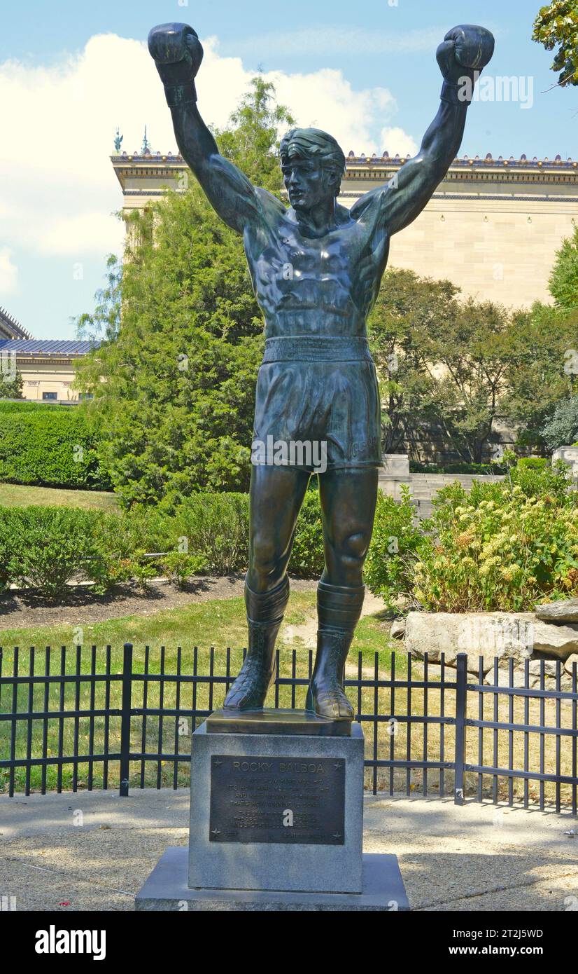 The statue of Sylvester Stallone / Rocky Balboa near Philadelphia