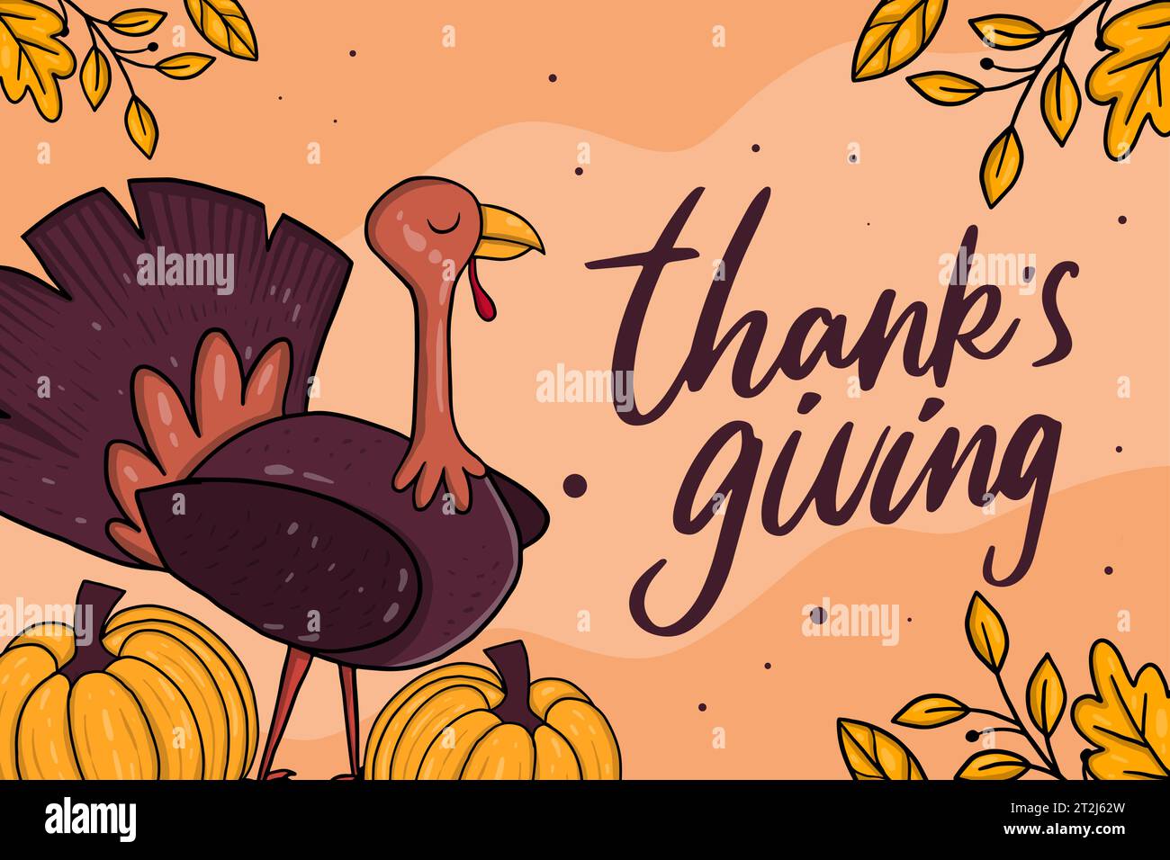 hand drawn vector design Thanksgiving background illustration Stock ...