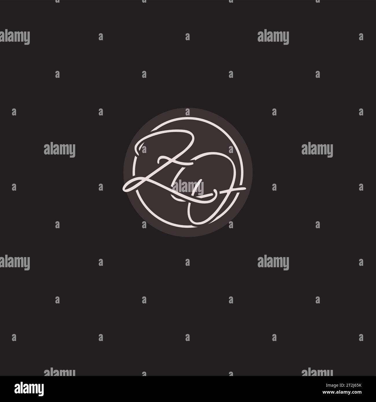 Initials ZO logo monogram with simple circle line style vector graphic ...