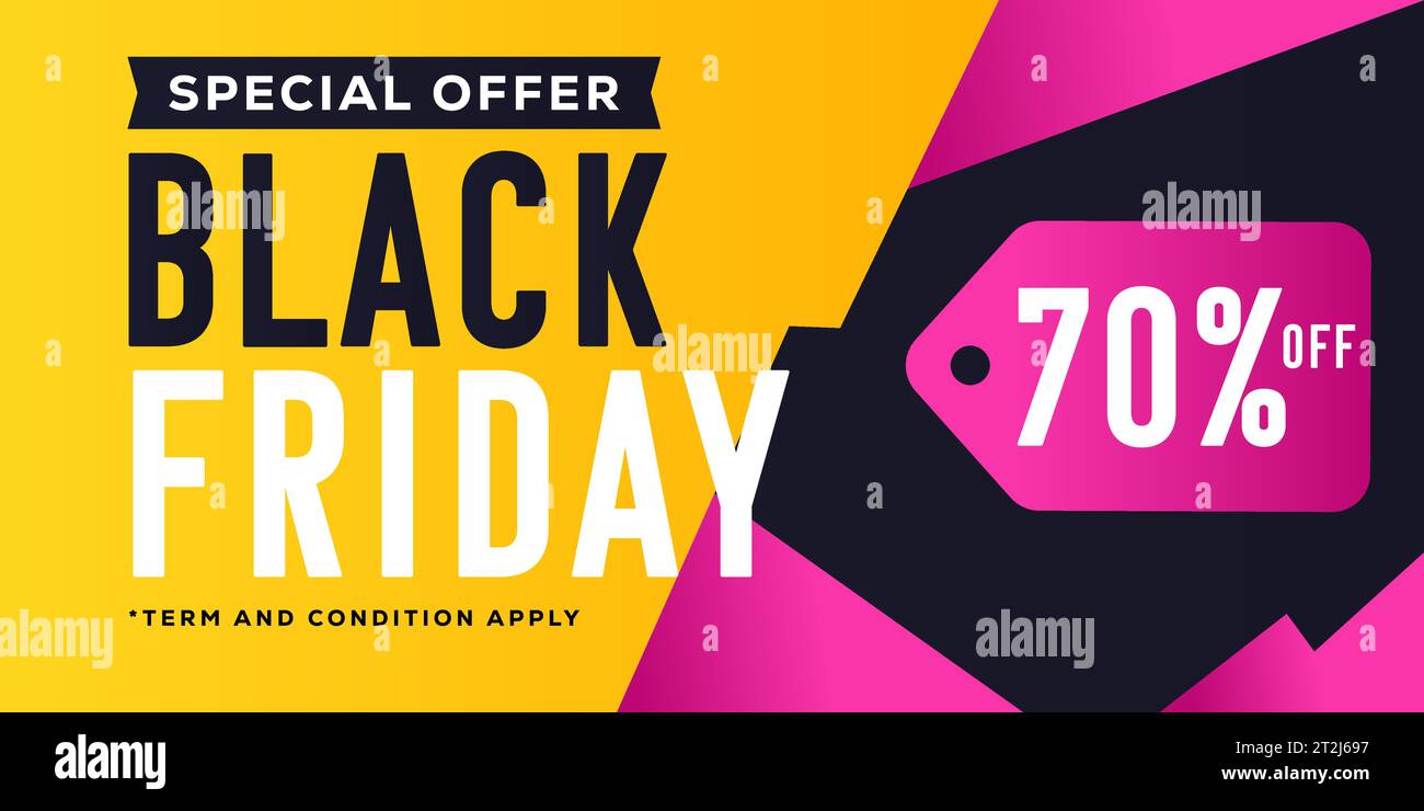 gradient Black Friday horizontal banner illustration Stock Vector