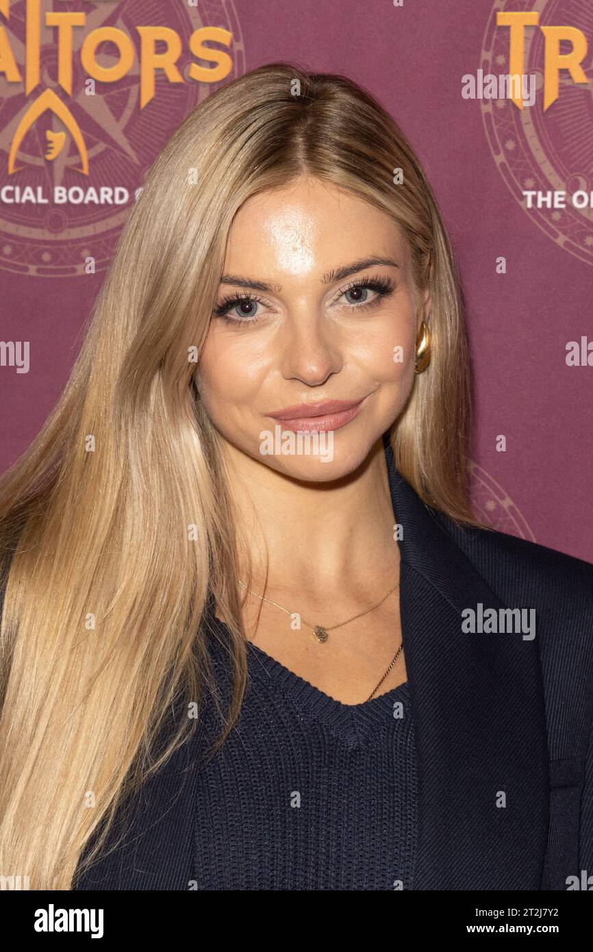 London, UK. 19th Oct, 2023. Former ‘The Traitors' Contestant, Alex Gray attends The Official 'The Traitors' Board Game VIP Launch at the London Dungeon in London. Credit: SOPA Images Limited/Alamy Live News Stock Photo